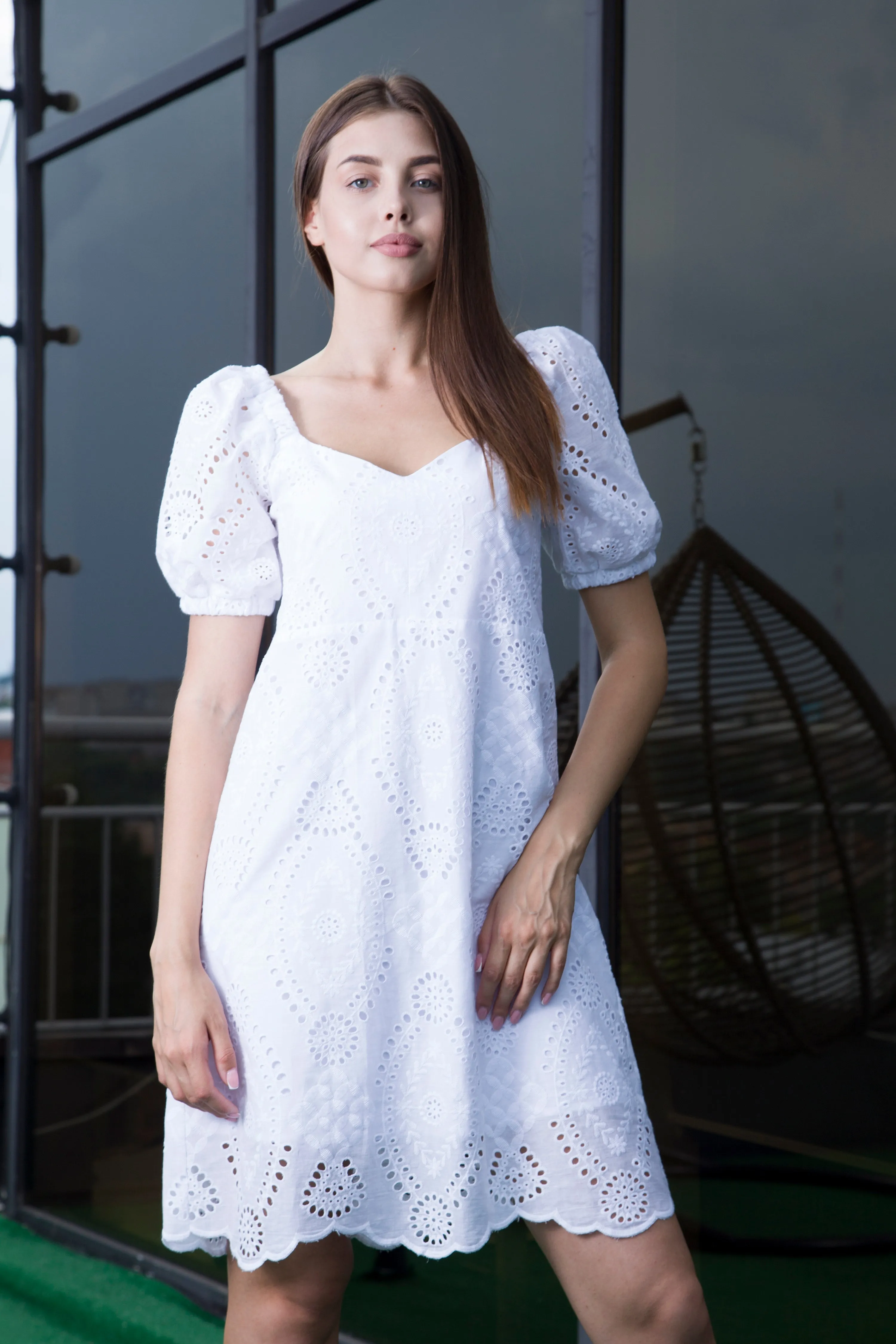 White embroidered summer dress