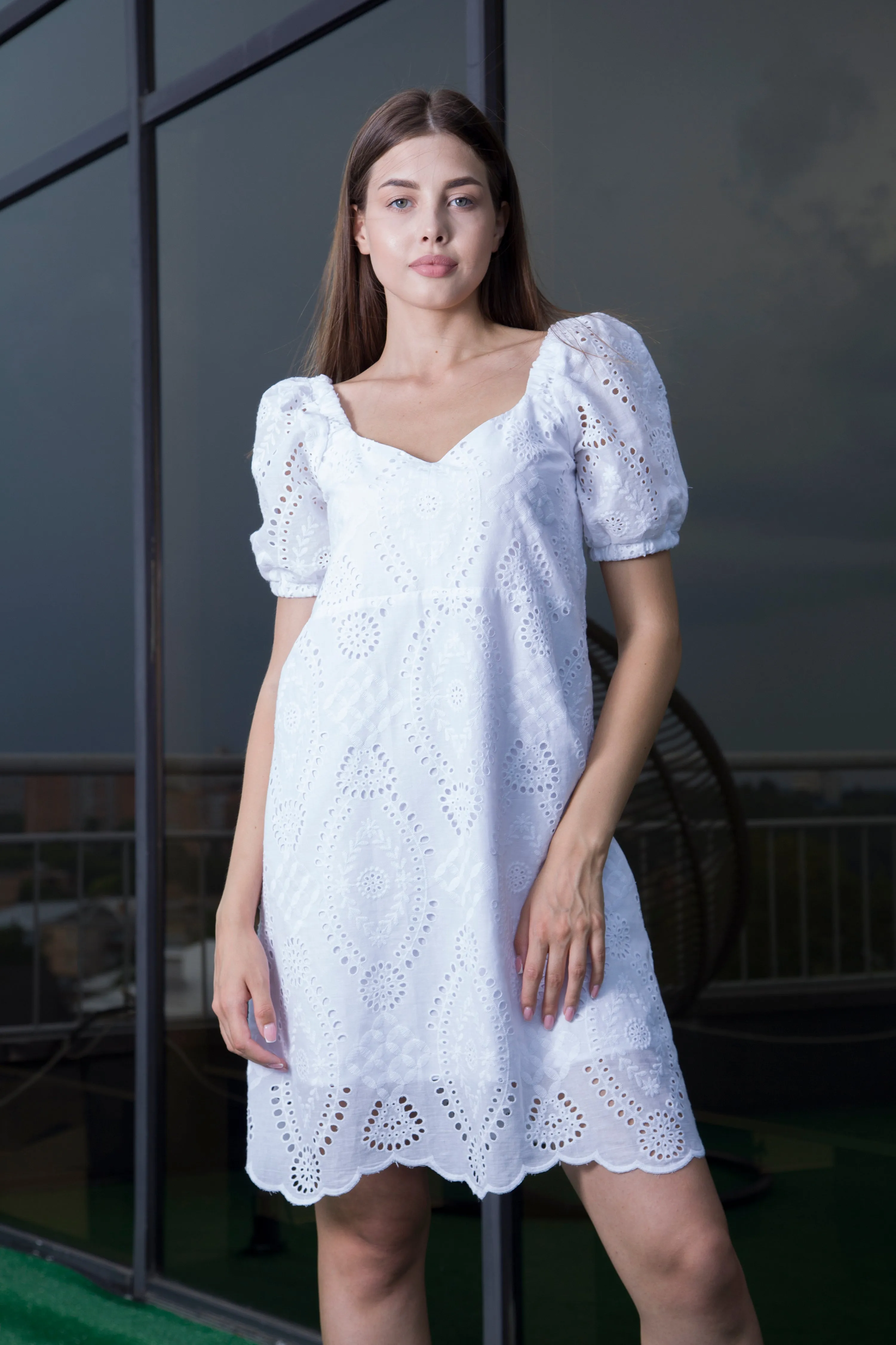 White embroidered summer dress