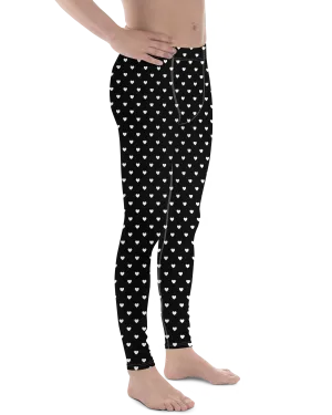 White Mini Hearts Black Meggings