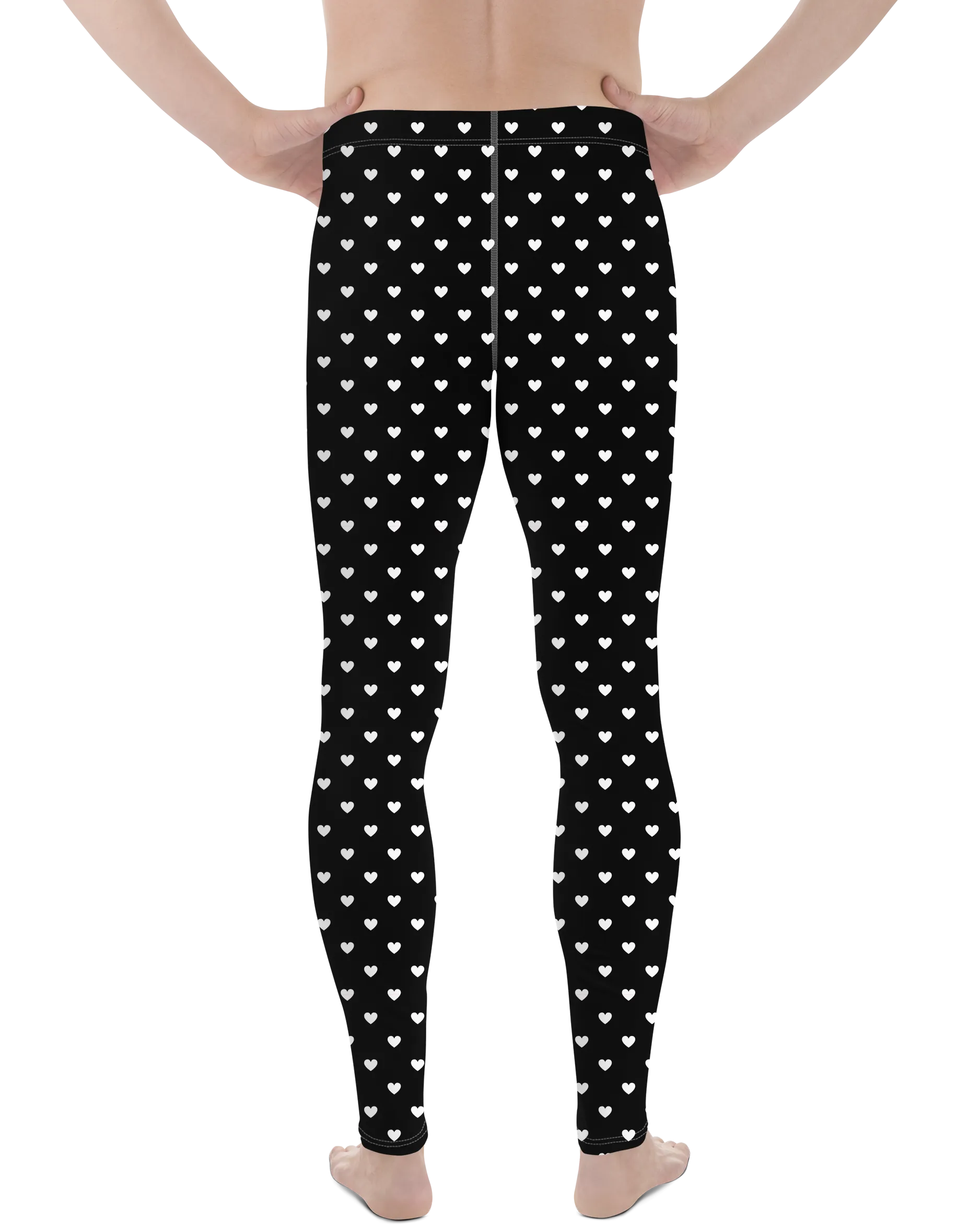 White Mini Hearts Black Meggings