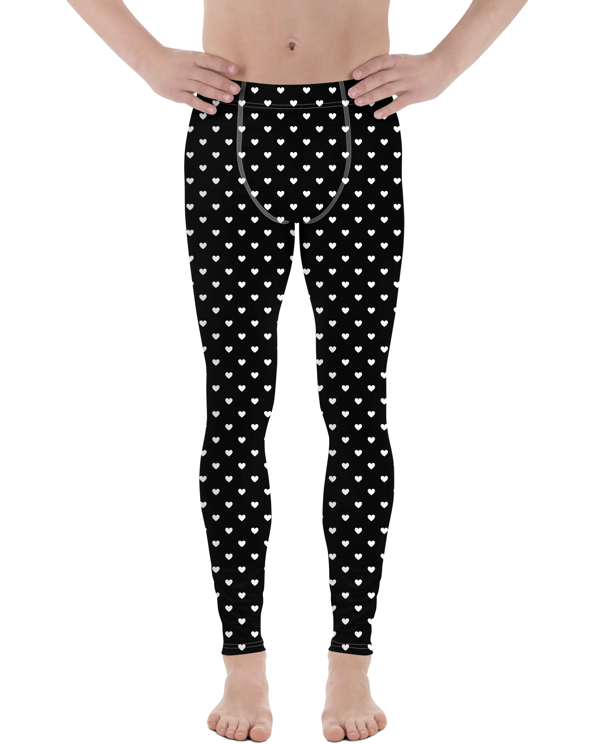 White Mini Hearts Black Meggings
