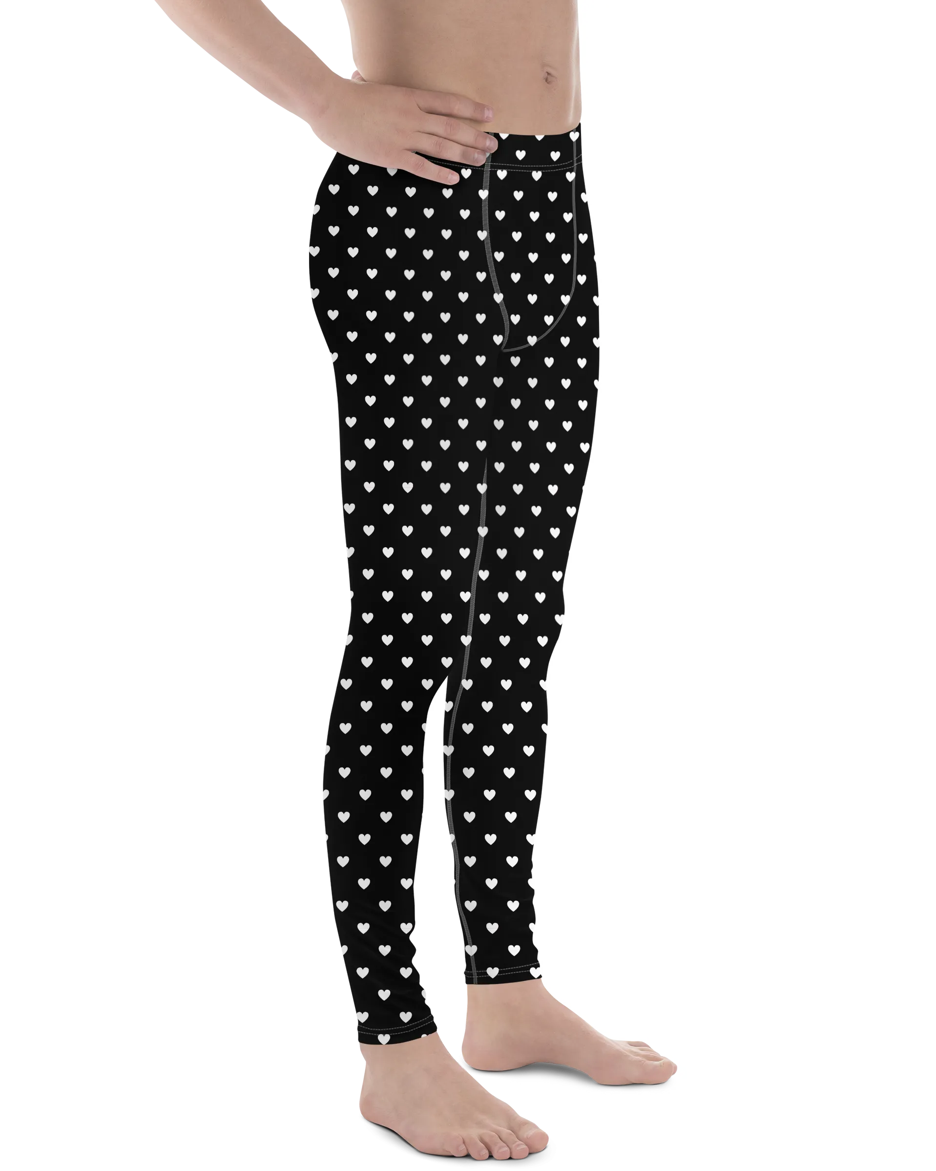 White Mini Hearts Black Meggings
