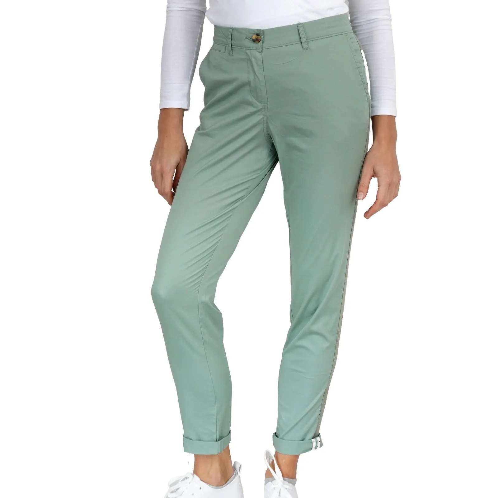 White Stuff Paperweight Lightweight Cotton Chino Green