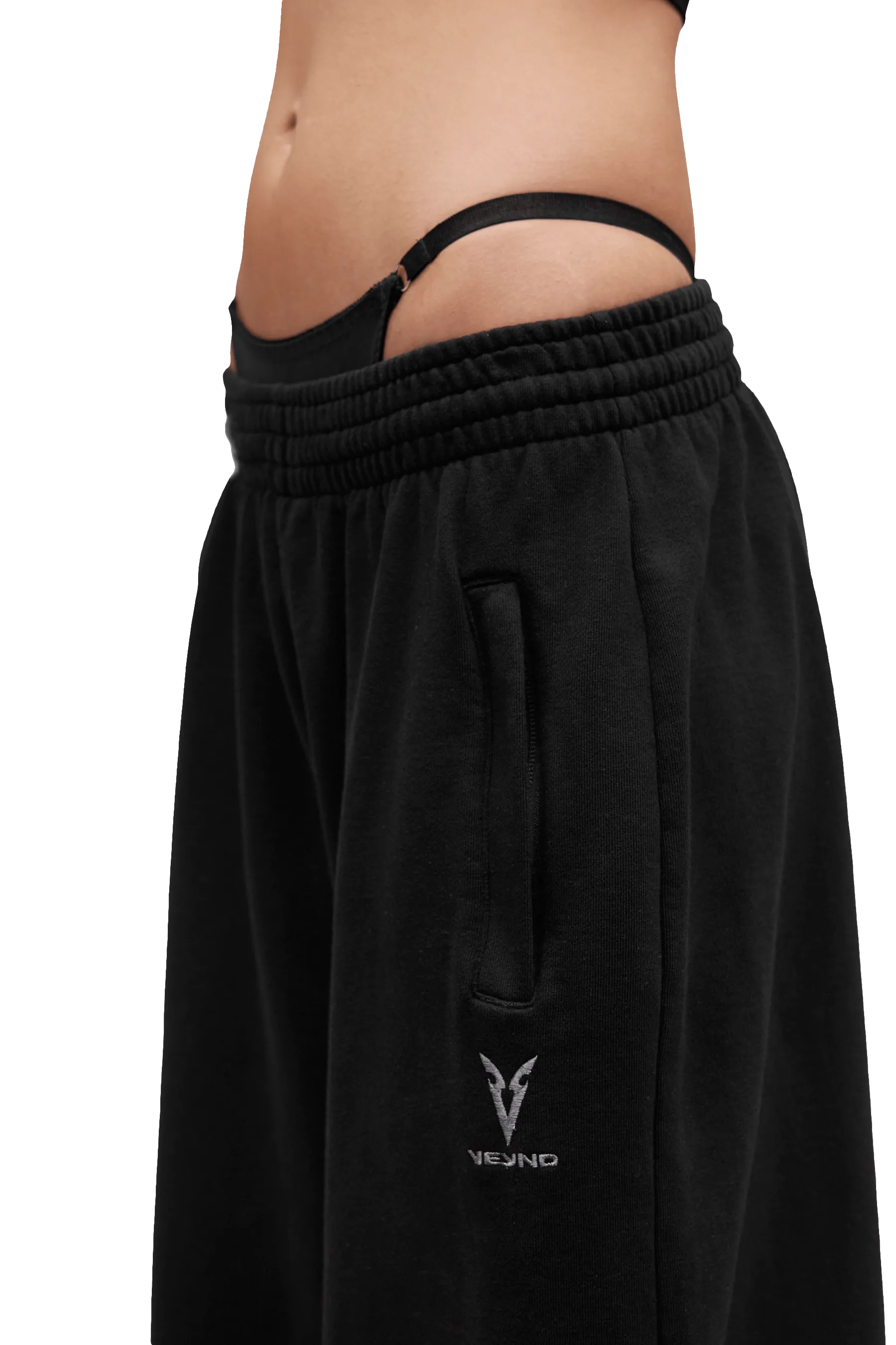 WIDE LEG JOGGERS - Black
