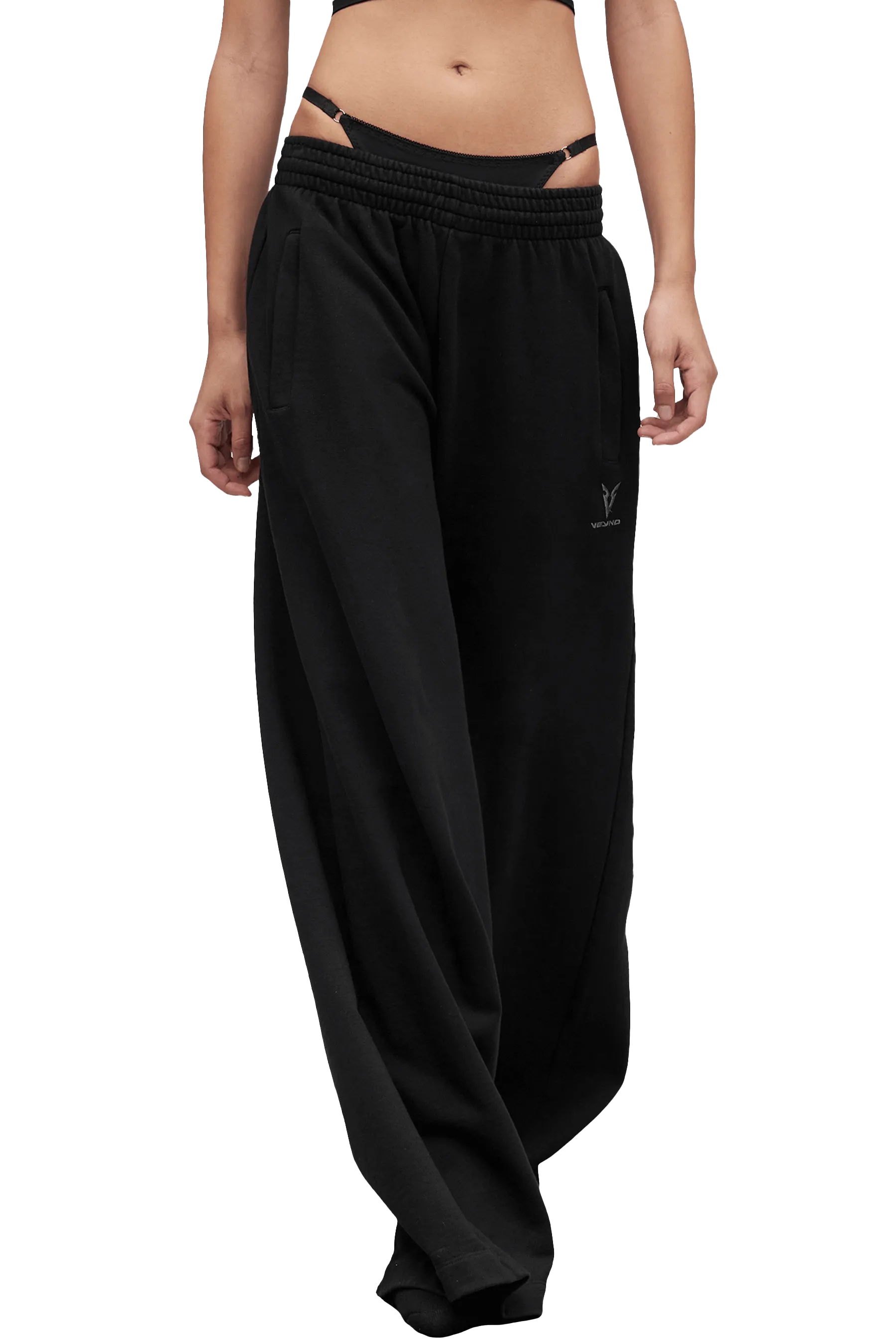 WIDE LEG JOGGERS - Black