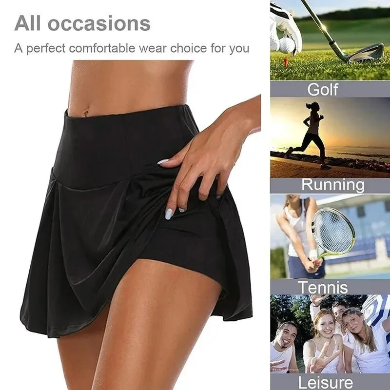 Women Skirts Summer Above Knee Double-Layer Sports Shorts Dress Quick Drying Yoga Fitness Leggings for Active Lifestyle