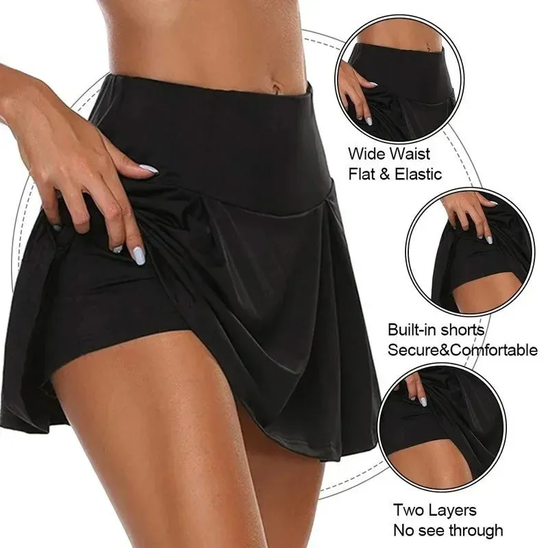 Women Skirts Summer Above Knee Double-Layer Sports Shorts Dress Quick Drying Yoga Fitness Leggings for Active Lifestyle