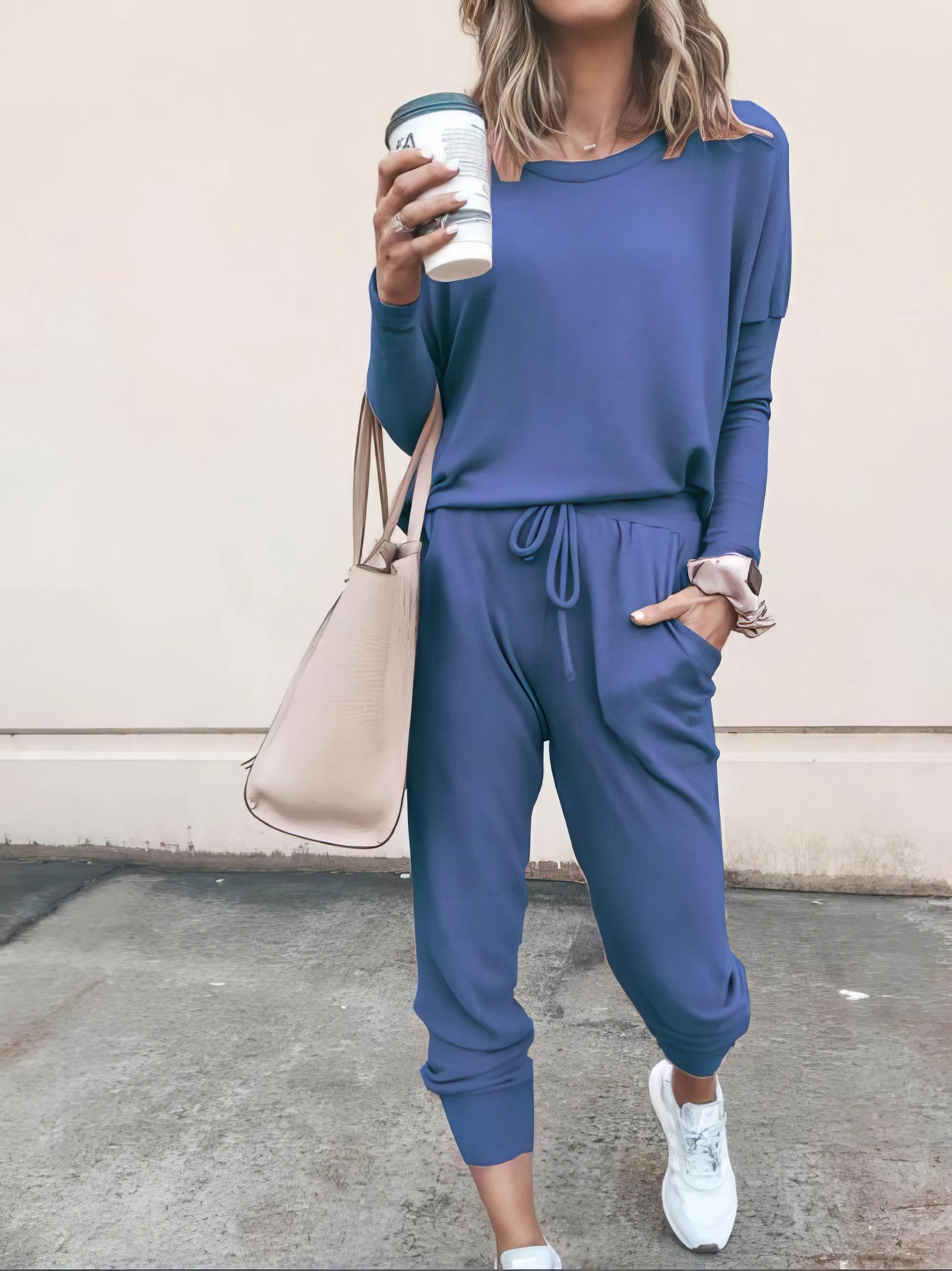 Women Solid Color Long Sleeve Long Pants Pajamas Set for Women