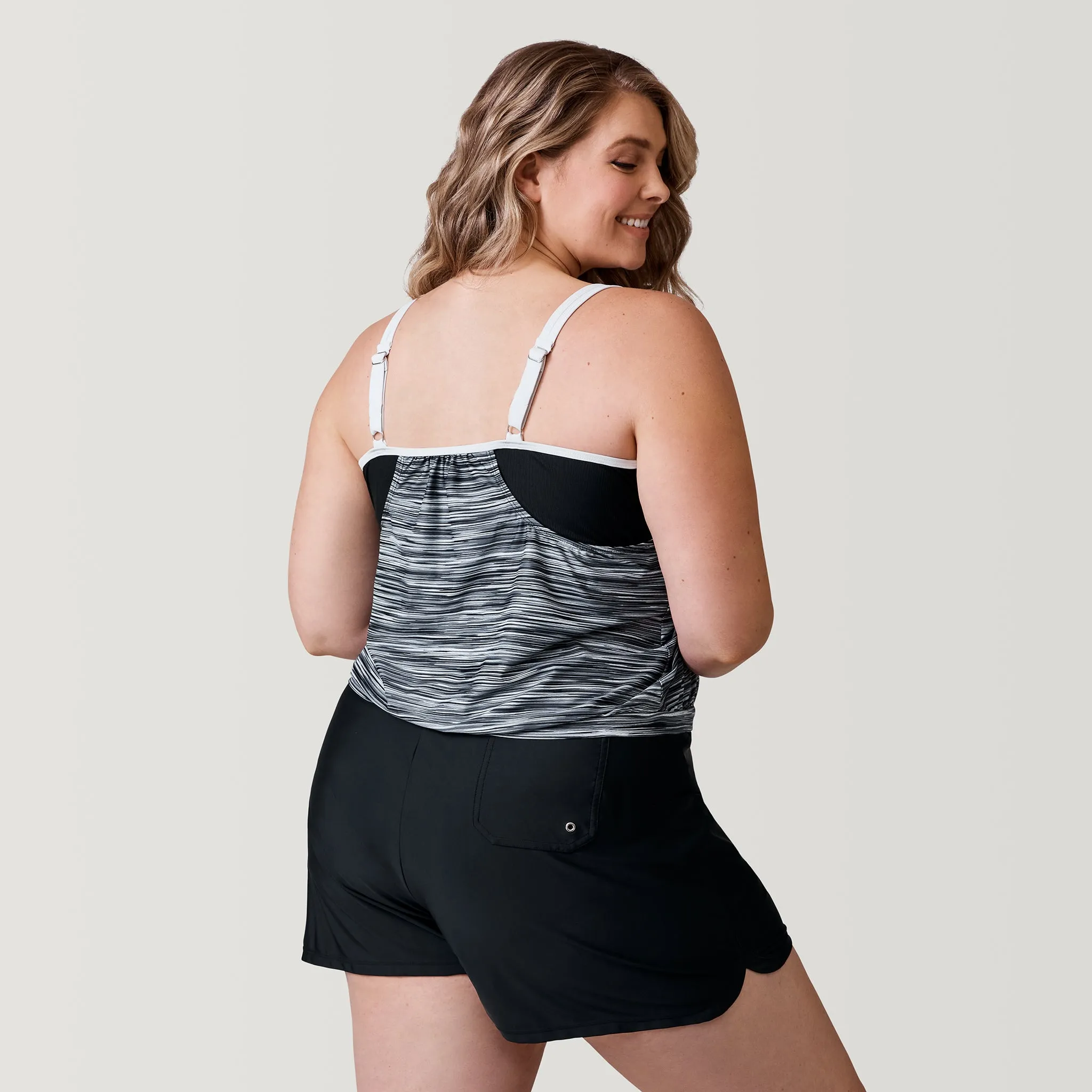 Women's Plus Size Heat Wave V-Neck Blouson Tankini Top
