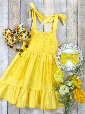 Yellow Shoulder Tie  Sundress